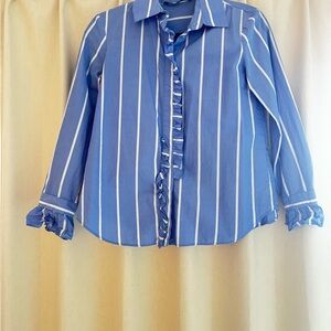 Zara  Blue and White Striped Button Down Shirt